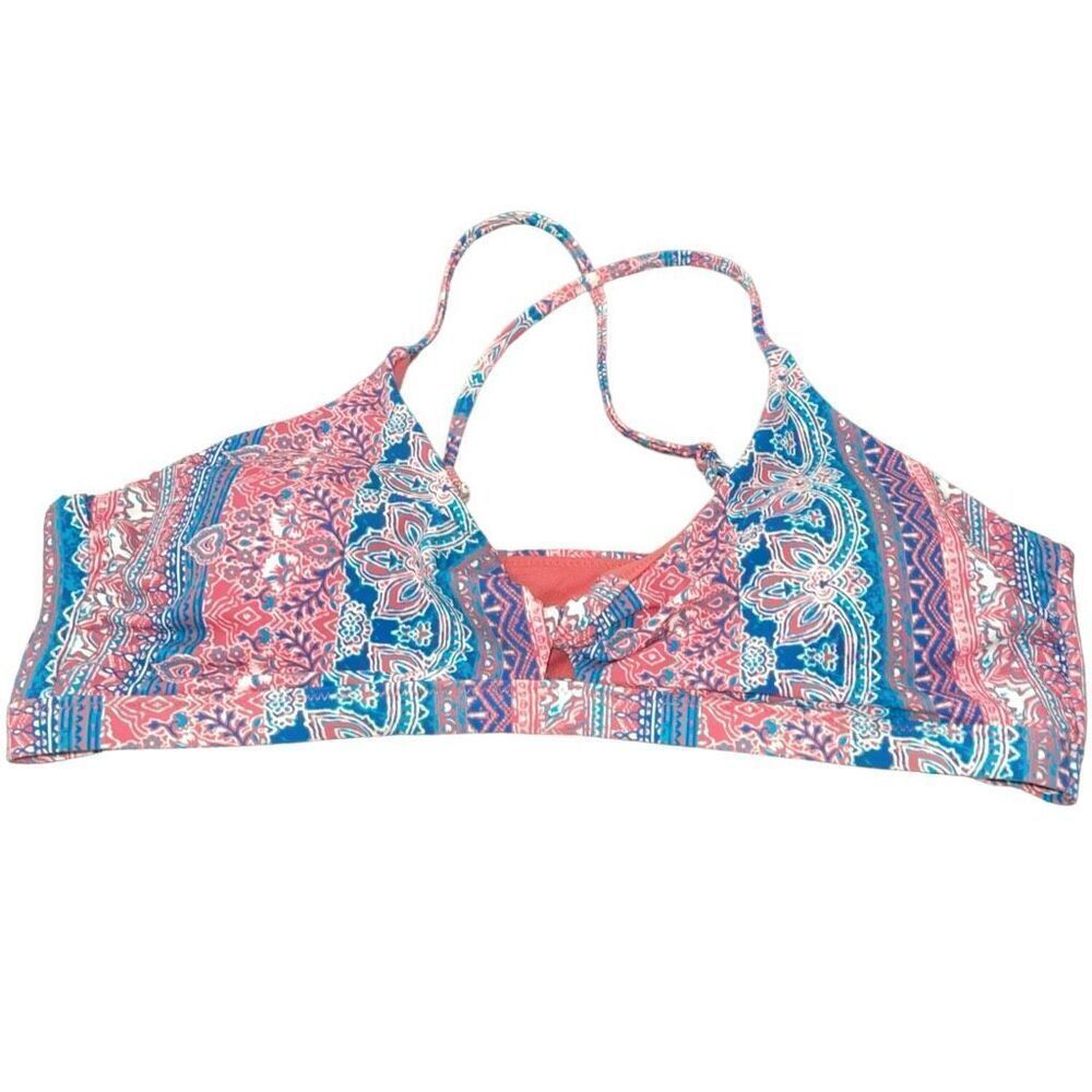 Raisins Pink & Blue Geometric Bikini‎ Top New NWT - Size XL